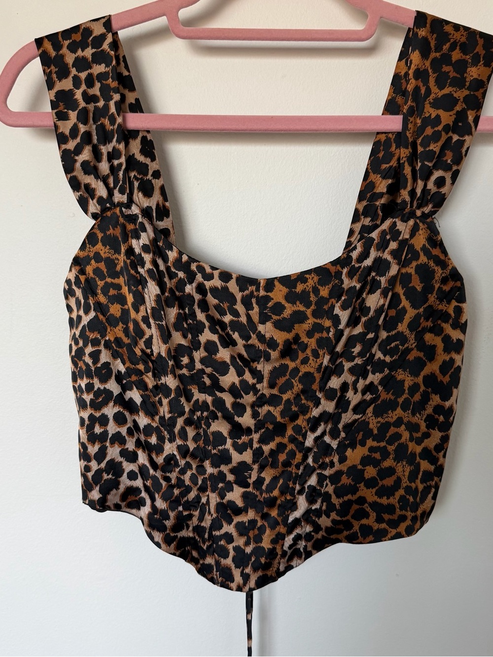 Leopard Print Satin Crop Top